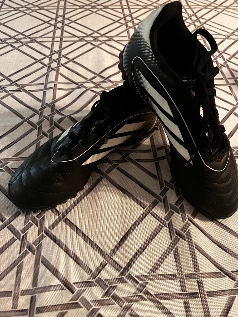 adidas Black Soccer Turf ready Cleats with White Stripes